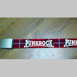 Punkrock -  červeno-bielo-čierny textilný opasok " Škótske káro " so zapínaním na posuvnú kovovú pracku